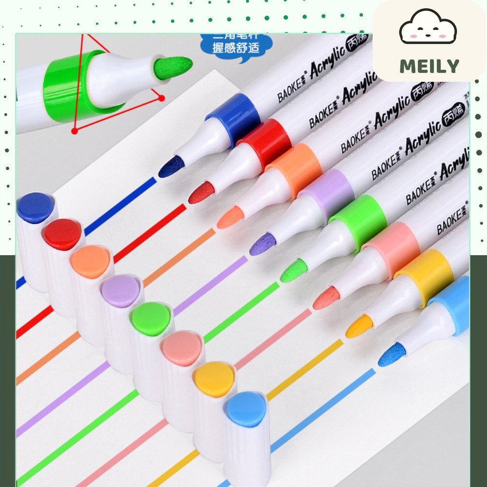 Hộp 12 bút acrylic marker không thấm nước Baoke B162