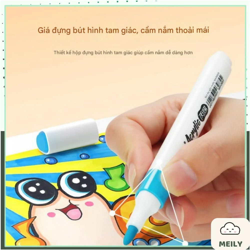 Hộp 12 bút acrylic marker không thấm nước Baoke B162