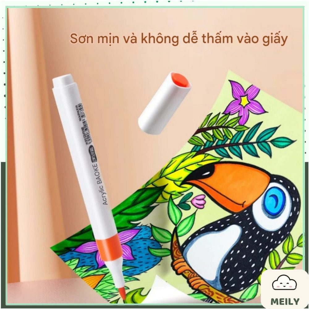 Hộp 12 bút acrylic marker không thấm nước Baoke B162