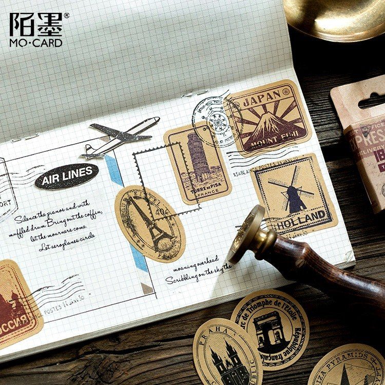 Hộp 45 nhãn tag note mini vintage phong cách cổ điển NO06