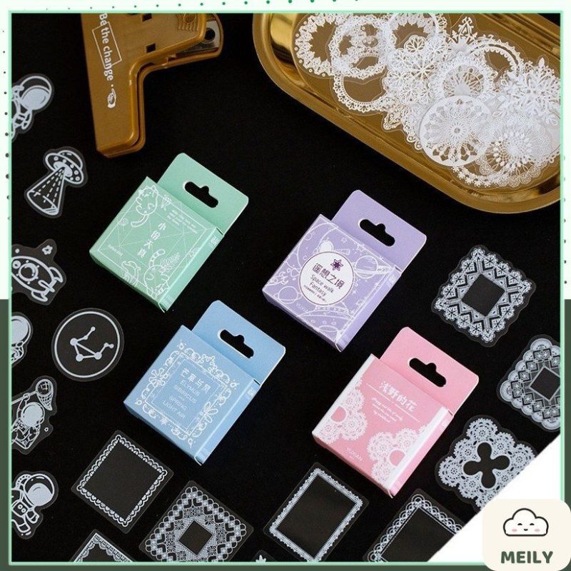 Hộp 50 sticker ren vintage/ hành tinh STI07