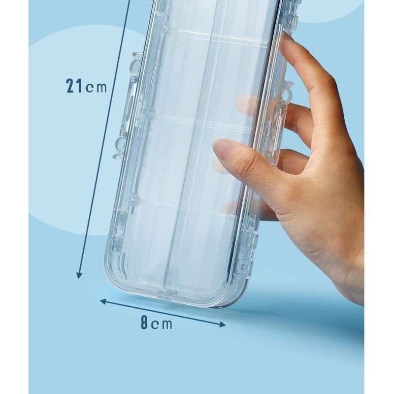 Hộp Bút Nhựa Trong Suốt Mở Rộng 3 Ngăn 2 Mặt Cực Xịn TB32