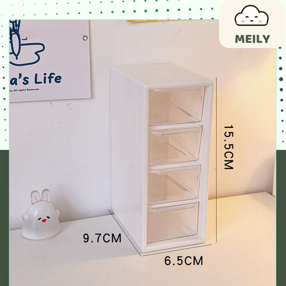 Kệ bút nhựa màu trắng có ngăn kéo 4 tầng đựng bút, mỹ phẩm, đồ dùng tiện lợi