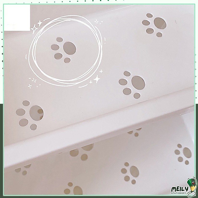 Kệ giá mini 2 tầng chân mèo để bàn cute đựng sách vở, decor văn phòng phẩm K38