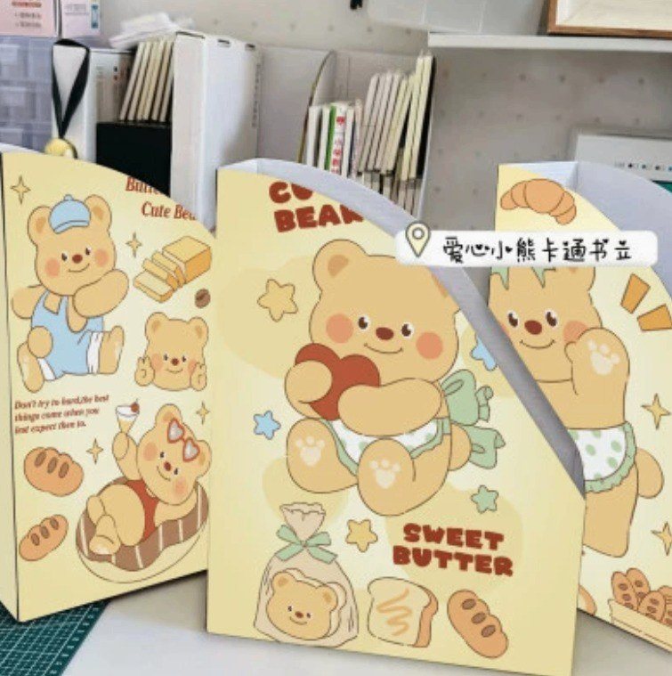 Kệ giấy gấp đựng sách có nhãn tên tài liệu Rilakkuma K170 - Butter Bear