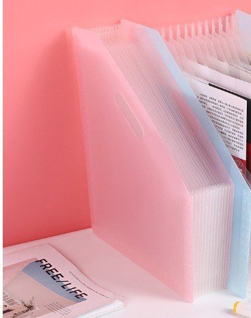 Kệ sách 13 ngăn nhựa tay cầm tiện lợi để bàn K128 - Trong suốt