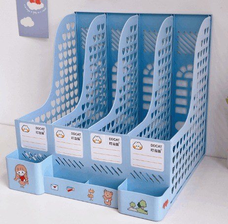 Kệ sách, bút 4 ngăn K80 - xanh biển