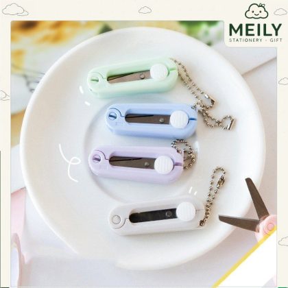 Kéo cắt mini gấp gọn màu Pastel kèm dây móc khóa C11