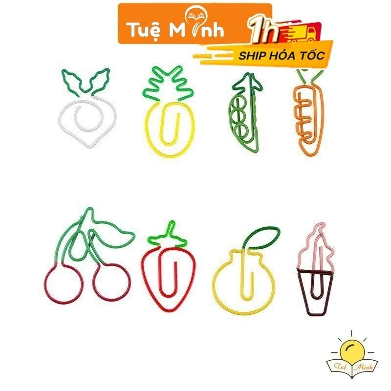 Kẹp giấy kim loại hoạt hình mẫu đồ ăn, trái cây K03 - Kẹp giấy hoạt hình K03 5 Mẫu