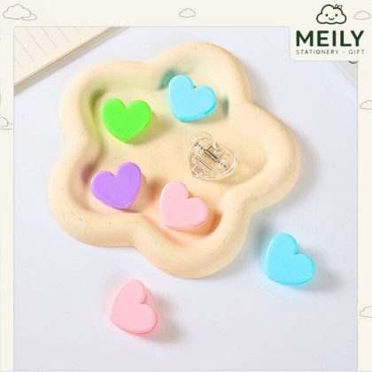 Kẹp giấy mini nhựa pp trái tim nhiều màu K501