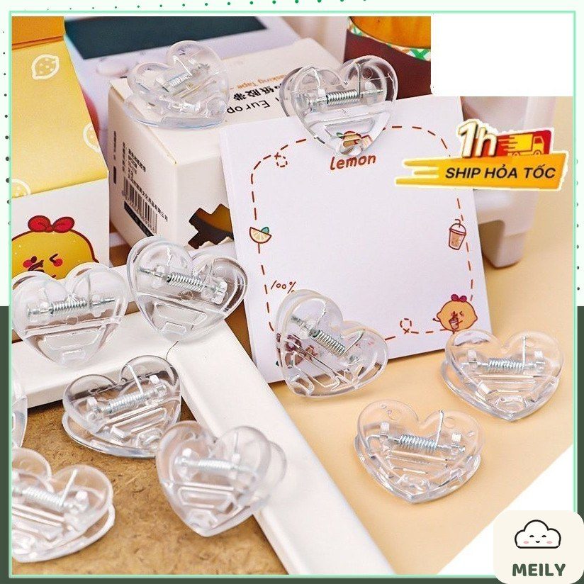 Kẹp giấy mini trong suốt hình trái tim K62