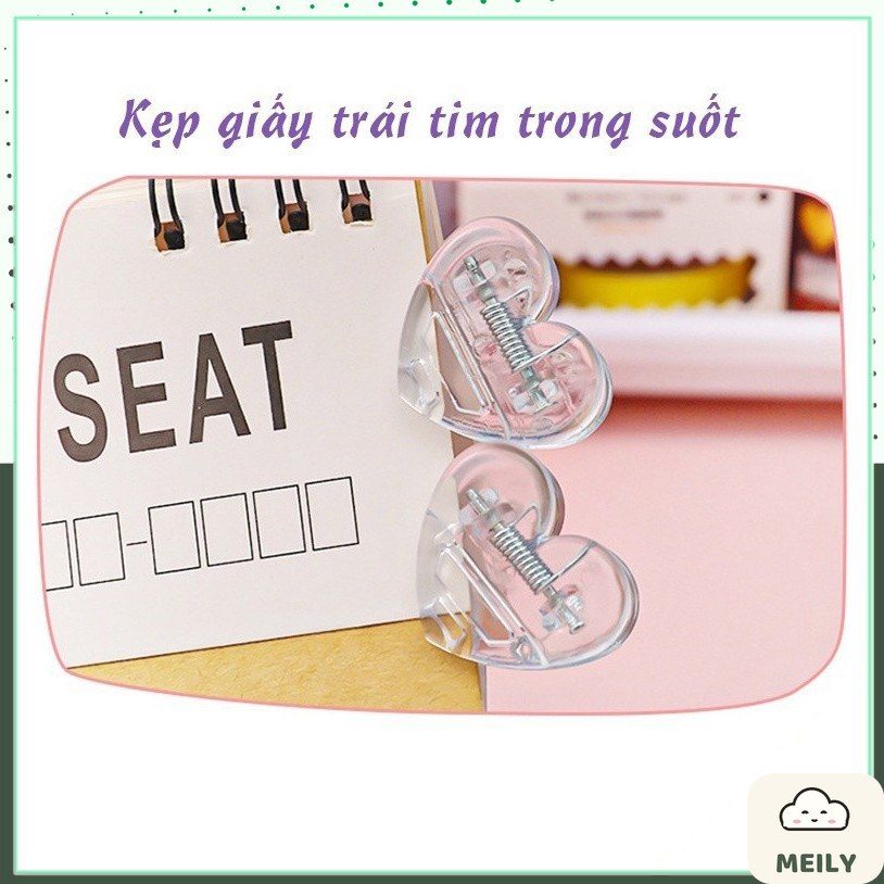 Kẹp giấy mini trong suốt hình trái tim K62
