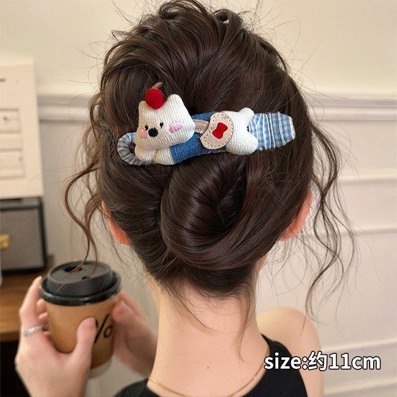 Kẹp Tóc Ngang Cỡ Lớn Đính Búp Bê Gấu Len BL214