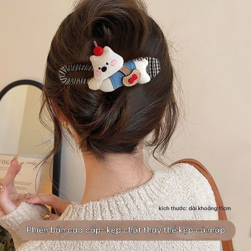 Kẹp Tóc Ngang Cỡ Lớn Đính Búp Bê Gấu Len BL214