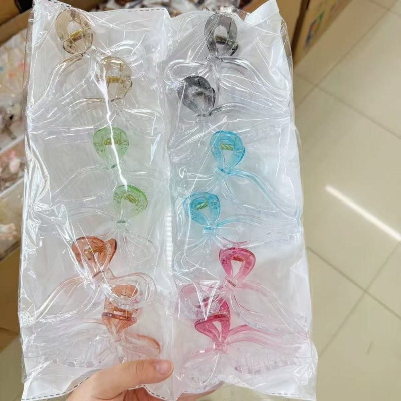 Kẹp Tóc Nơ Nhựa Trong Suốt In Họa Tiết Nơ Xinh Xắn K298
