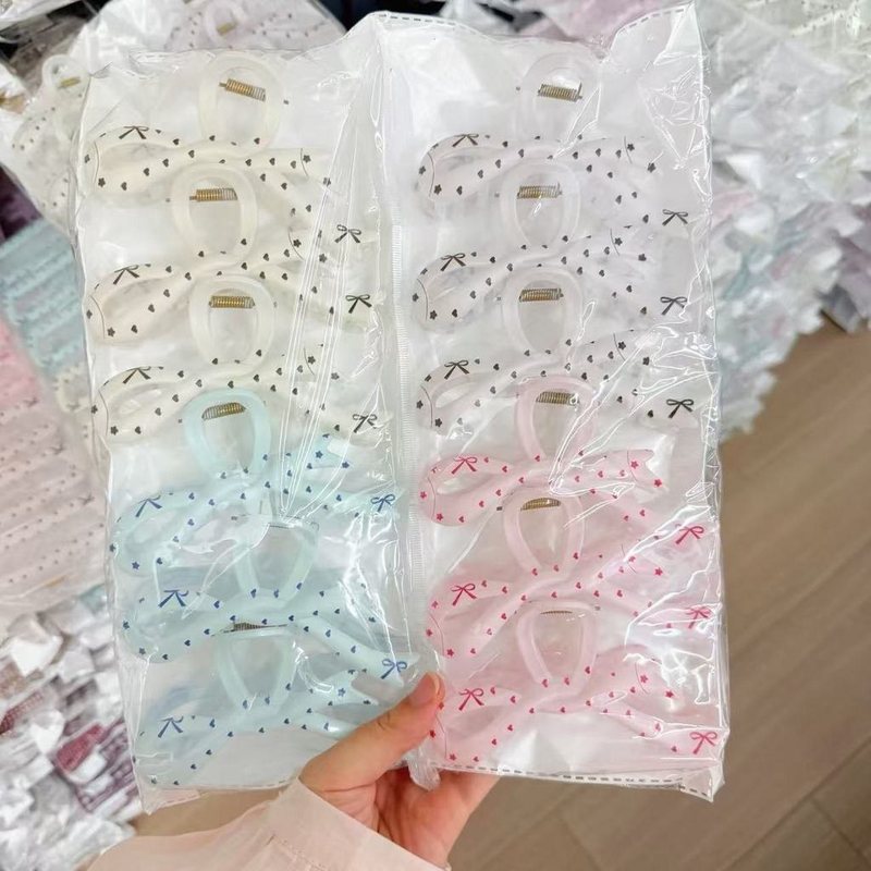 Kẹp Tóc Nơ Nhựa Trong Suốt In Họa Tiết Nơ Xinh Xắn K298 - 11