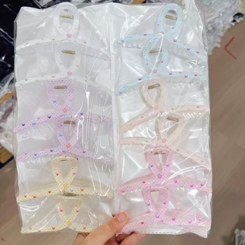 Kẹp Tóc Nơ Nhựa Trong Suốt In Họa Tiết Nơ Xinh Xắn K298 - 16