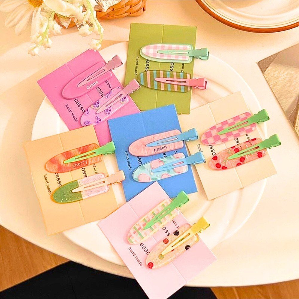 Kẹp tóc set 2 kẹp tóc hàn quốc xinh xắn nhiều màu pastel họa tiết dễ thương bím