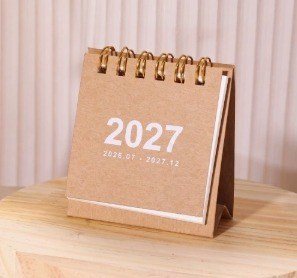 Lịch 2027 màu đẹp mắt dễ thương để bàn ghi chú - nâu