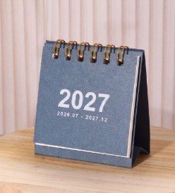 Lịch 2027 màu đẹp mắt dễ thương để bàn ghi chú - xanh dương