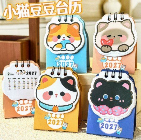 Lịch Để Bàn Dễ Thương 2027 K139 - Mèo màu sắc