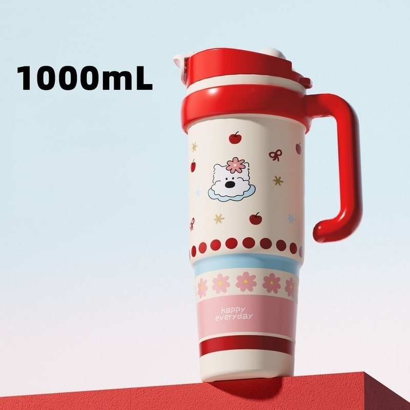 Ly giữ nhiệt inox dung tích 1000ml BL48 - đỏ cún trắng