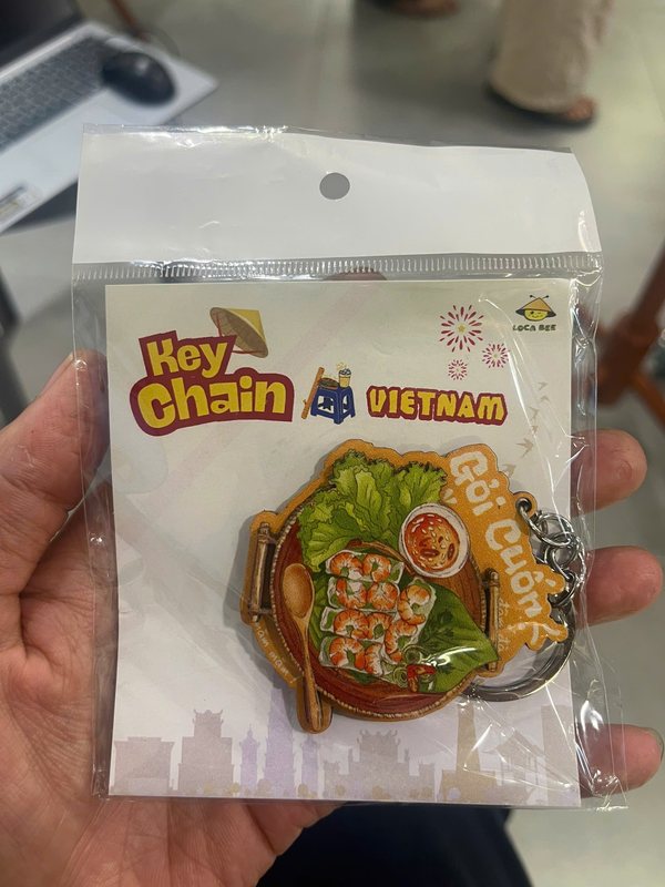Móc Khóa Ẩm Thực Việt.Móc Khóa Đồ Ăn - móc khóa ẩm thực gỗ BL67- gói cuốn