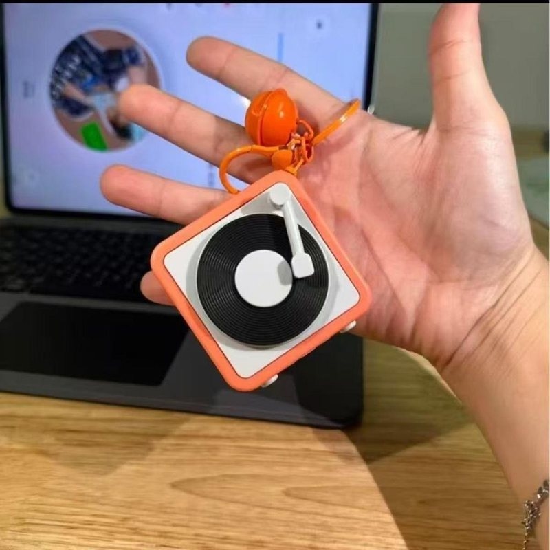 Móc khóa đầu đĩa than vintage phong cách retro treo balo - BL117 Màu Cam
