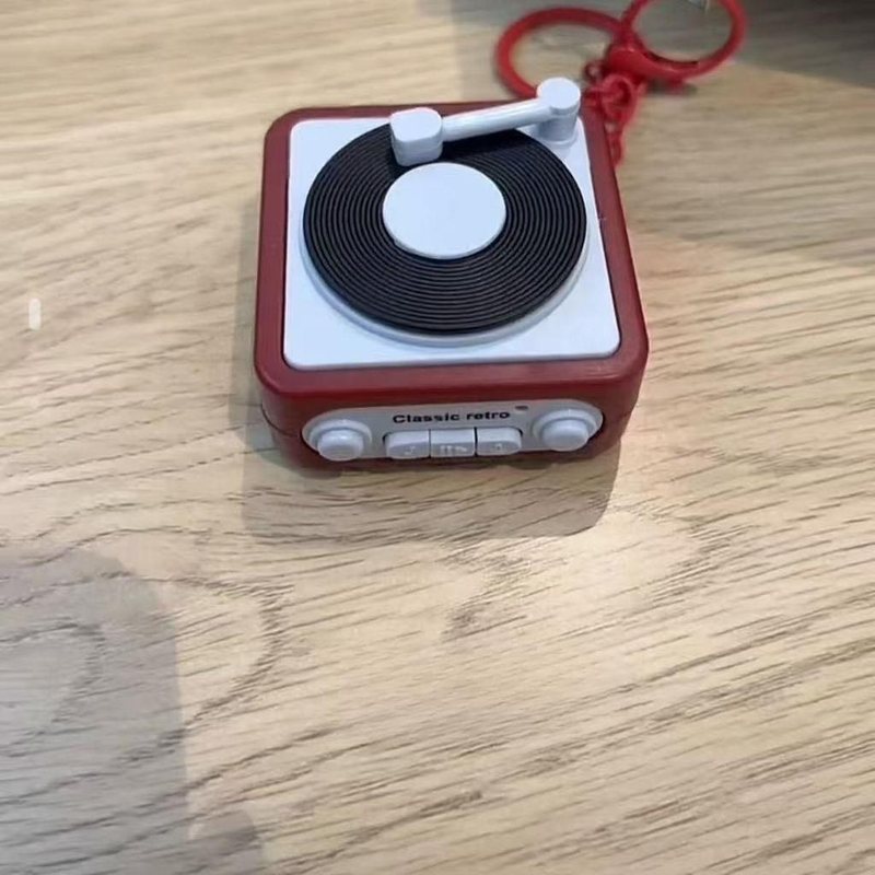 Móc khóa đầu đĩa than vintage phong cách retro treo balo - BL117 Màu Đỏ