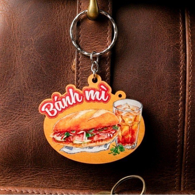 Móc Khóa Đồ Ăn Việt Nam Mini Bằng Gỗ BL67 - móc khóa ẩm thực gỗ BL67- bánh mỳ