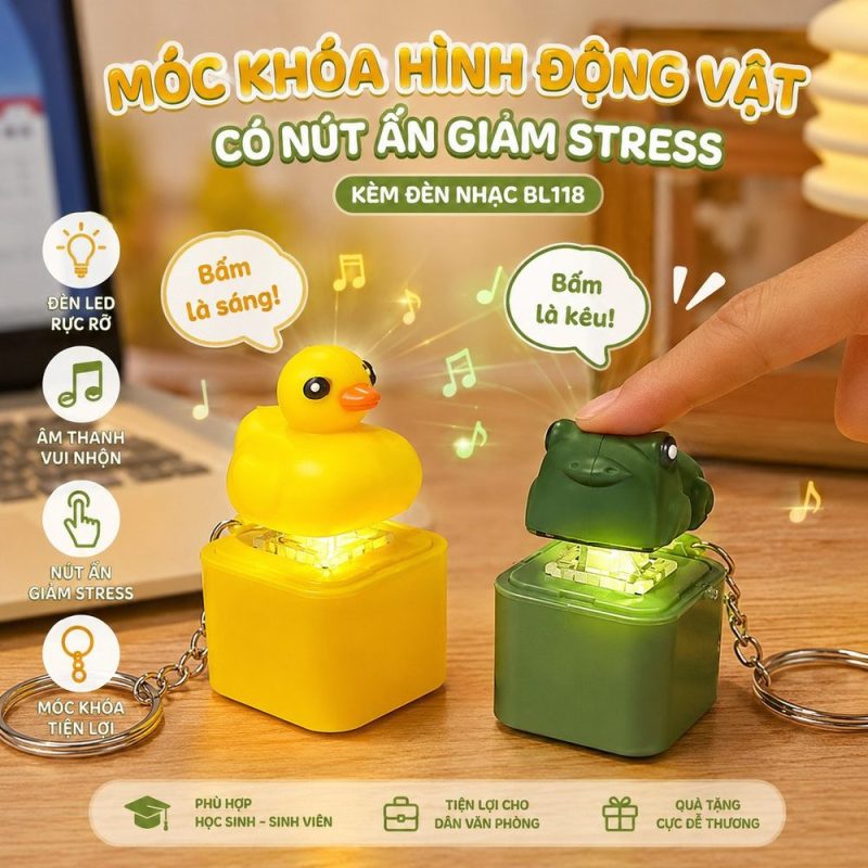 Móc Khóa Đồ Chơi Giảm Áp Lực Có Đèn Và Nhạc Treo Túi Xách BL118