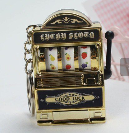 Móc Khóa Máy Quay Slot Machine Lucky Sloth BL231 - Mạ Vàng - Khuy tròn