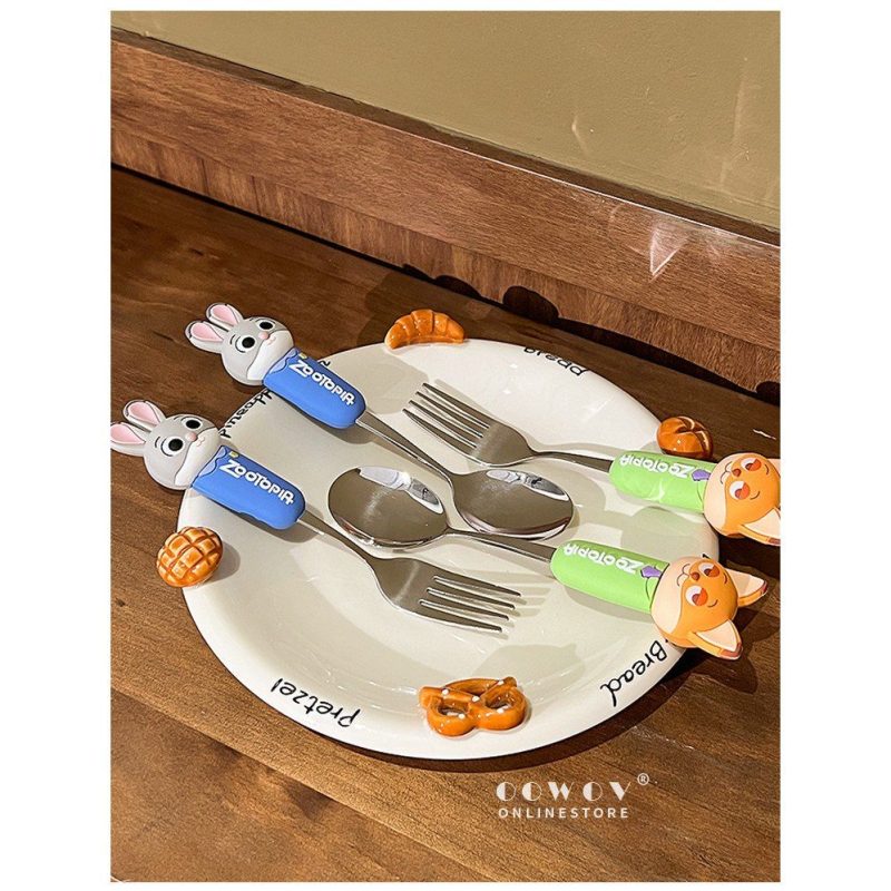 Muỗng nĩa Disney inox 304 hoạt hình cho bé ăn cơm, cháo BL102