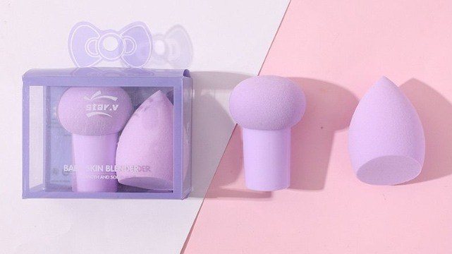 Mút Tán Nền Trang Điểm Siêu Mềm Hộp 2 Bông Trứng Dặm Cushion BB Cream - Màu tím
