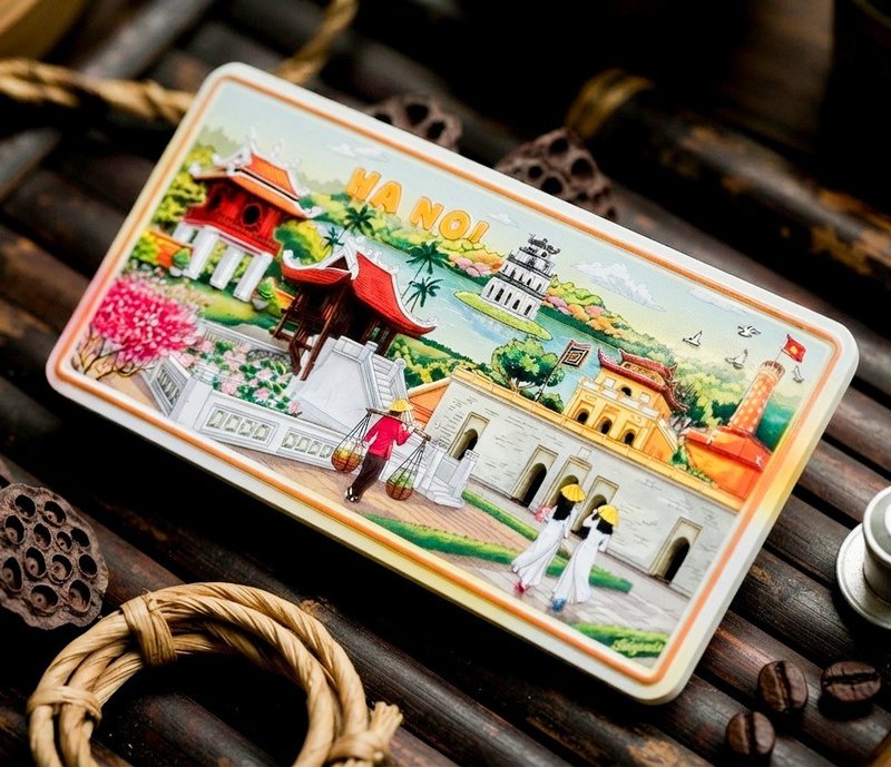 Nam châm kim loại địa danh Việt Nam quà lưu niệm du khách - Chùa Một Cột