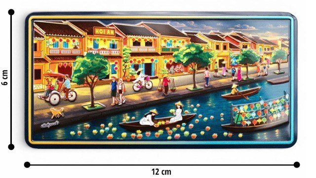 Nam châm kim loại địa danh Việt Nam quà lưu niệm du khách - Nam châm kim loại dập nổi Phố cổ Hội An