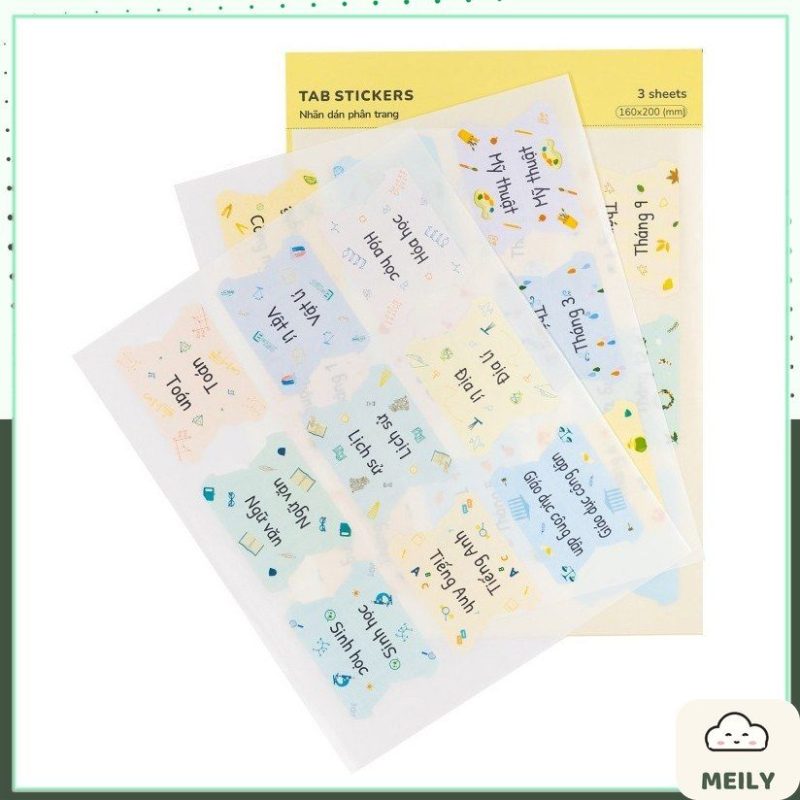 Nhãn dán sticker Klong tab phân trang, note học tập