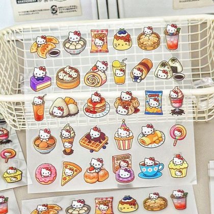 Nhãn Dán Sticker Trong Suốt Chống Nước Kitty 10x10cm STI130