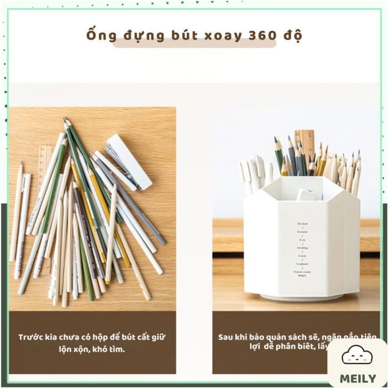 Ống bút, Hộp đựng bút nhựa xoay 360 độ 5 ngăn khoa học độc đáo K147