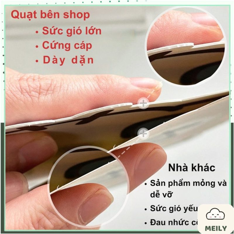 Quạt bằng nhựa mini nhỏ gọn mang đi học cầm tay hoạt hình cún