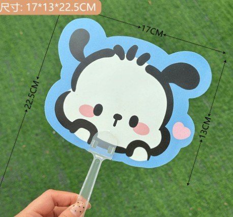 Quạt bằng nhựa mini nhỏ gọn mang đi học cầm tay hoạt hình cún - Cún cute