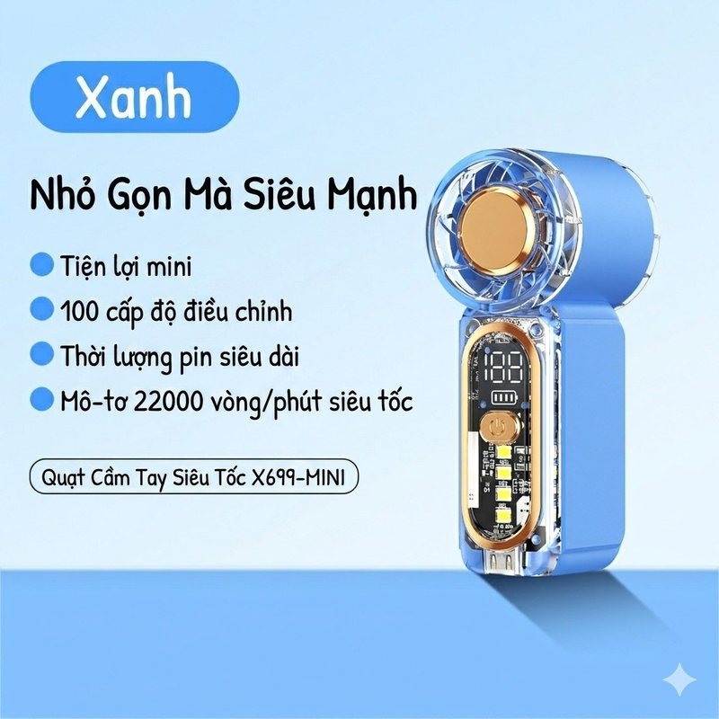 Quạt cầm tay mini X699 - Xanh dương