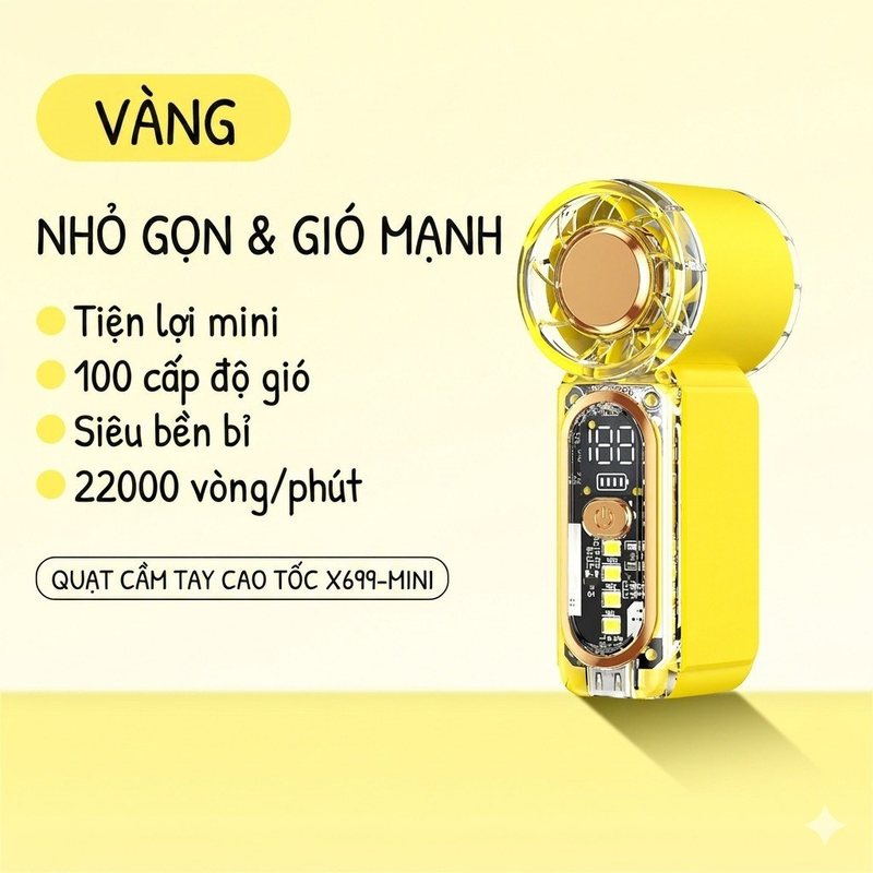 Quạt cầm tay mini X699 - Vàng