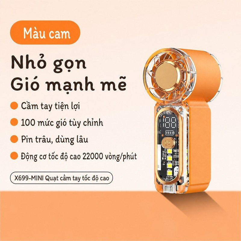 Quạt cầm tay mini X699 - Cam