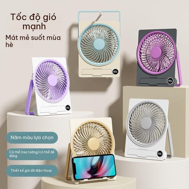 Quạt để bàn siêu mỏng sạc USB 6 cấp gió mạnh Q09