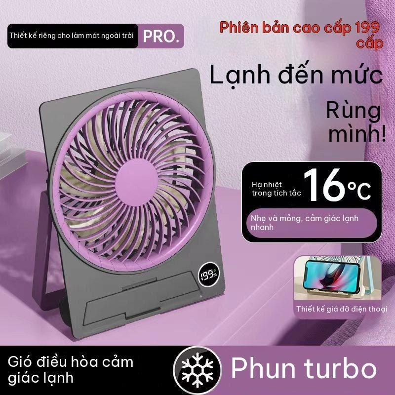 Quạt để bàn siêu mỏng sạc USB 6 cấp gió mạnh Q09