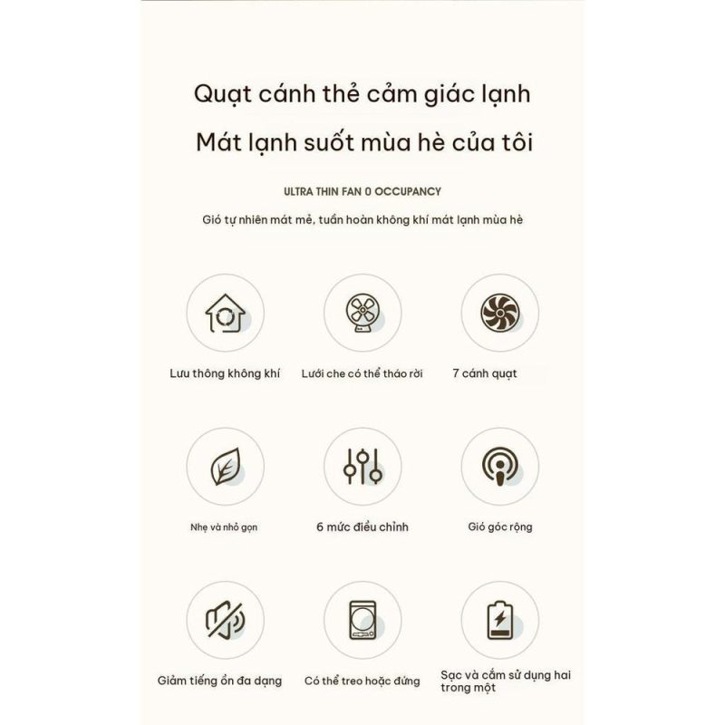 Quạt để bàn siêu mỏng sạc USB 6 cấp gió mạnh Q09