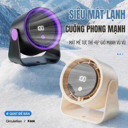 Quạt để bàn mini FS-22 sạc USB quạt kẹp bàn gió mạnh 3 tốc độ êm ái tiết kiệm