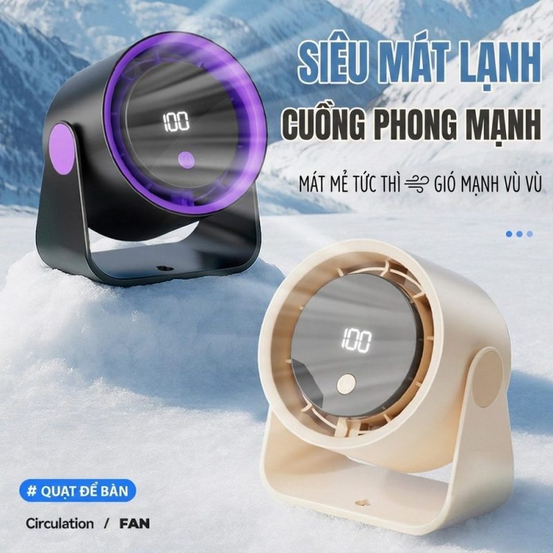 Quạt kẹp bàn mini sạc USB 3 tốc độ gió mạnh êm ái FS-22