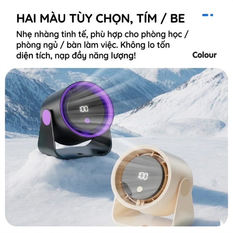 Quạt kẹp bàn mini sạc USB 3 tốc độ gió mạnh êm ái FS-22
